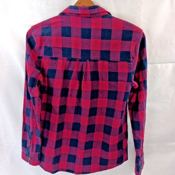 Small Tokyo Laundry Shirt Womens Red Or Pink Navy Check Button Up Japan Plaid - Picture 2 of 11